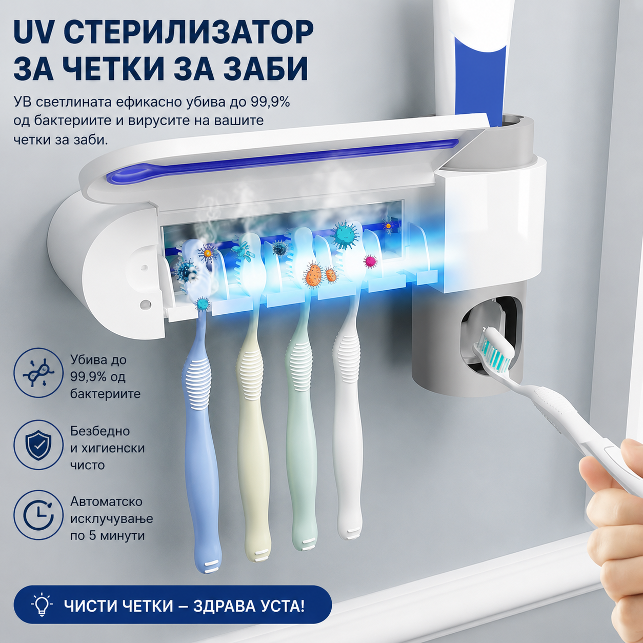 UV СТЕРИЛИЗАТОР ЗА ЧЕТКИ ЗА ЗАБИ
